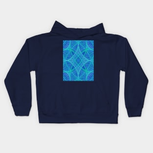 Blue Peacock Kaleidoscope Mandala Fractal Kids Hoodie